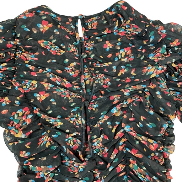 Free People Briella Twilight Combo Multi Color Ruched Slit Midi Dress Medium - Picture 12 of 16